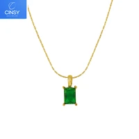 cinsy store necklace for women stainless steel necklace green square necklace chic jewelry vintage chain necklace for female