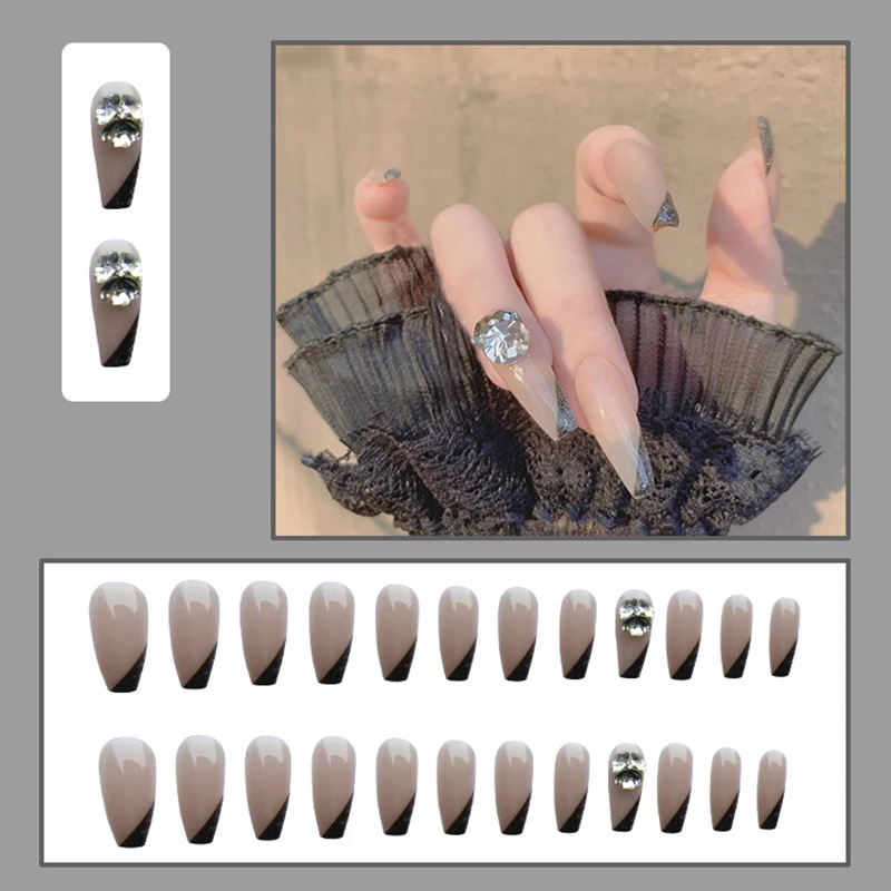 

24pcs Ballet Diamonds Wear Long Paragraph Fashion Manicure Patch False Nails Save Time Wearable Nail Patch CIN6 899