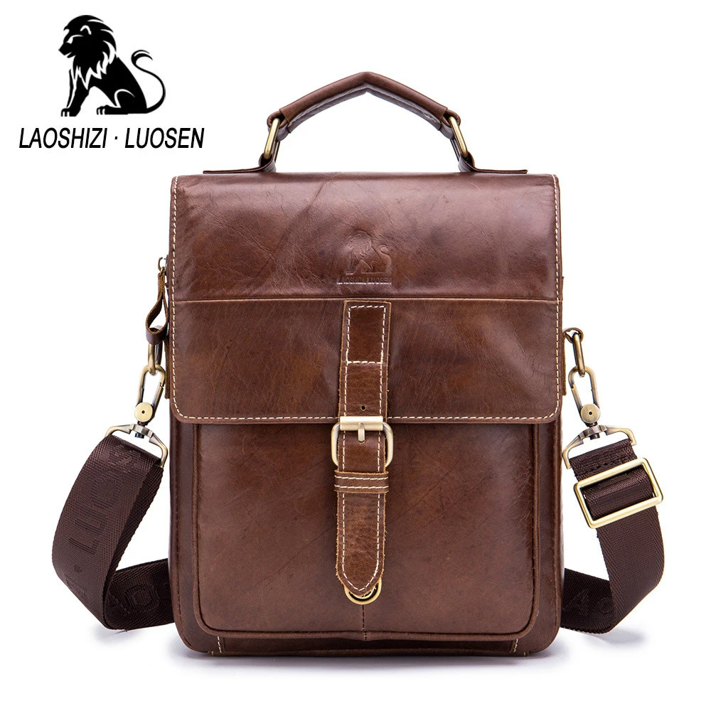 Сумка мессенджер LAOSHIZI Мужская из натуральной воловьей кожи| |