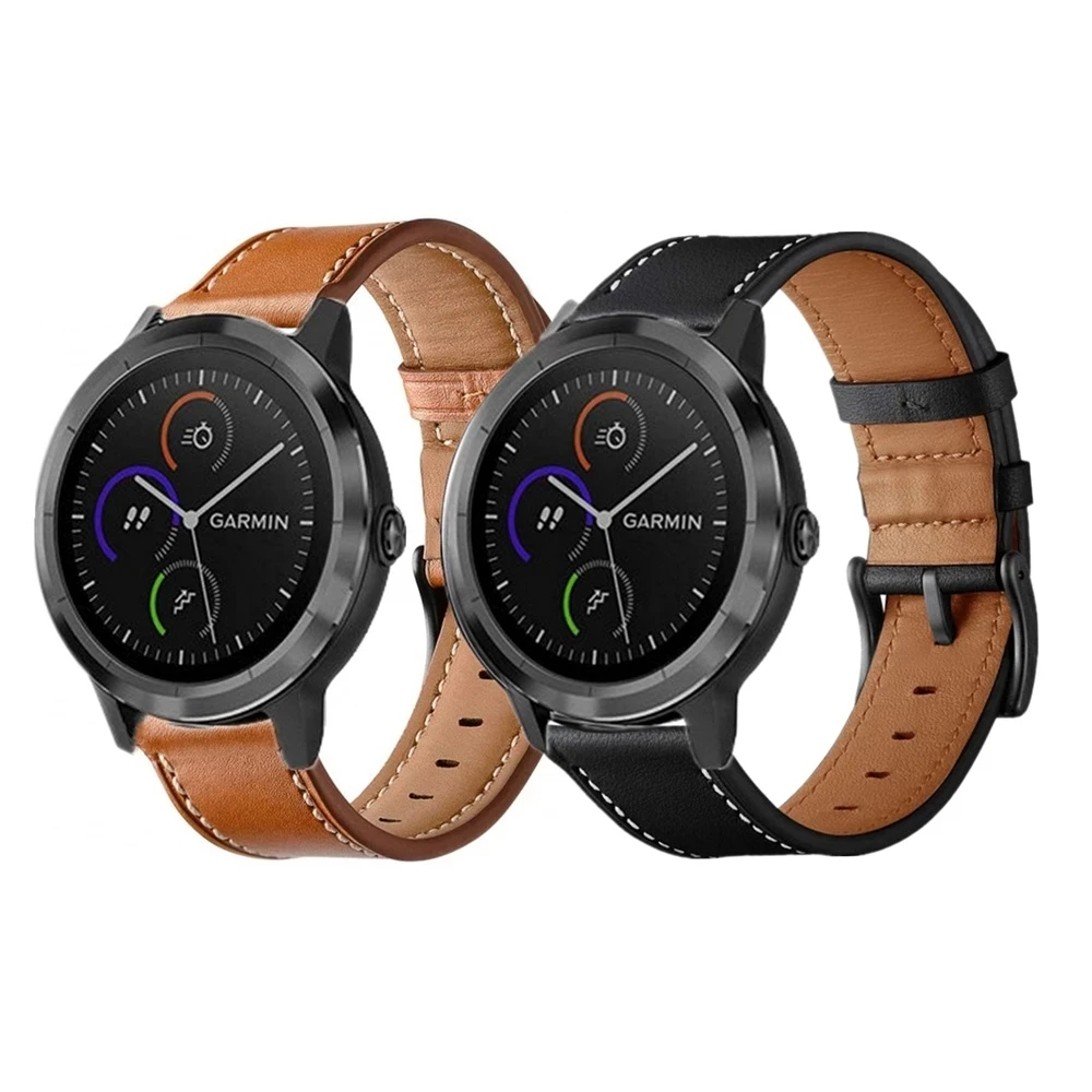 Ремешок из натуральной кожи для часов Garmin Vivoactive 3 Music Vivomove HR сменный ремешок Come Sq