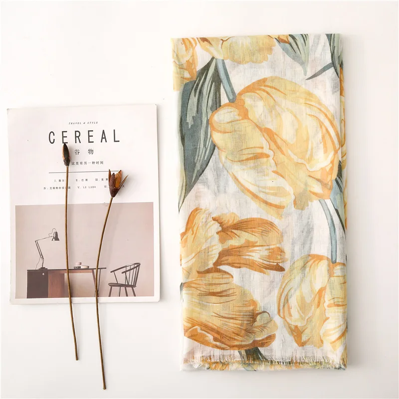 

Женский шарф с принтом в виде цветов для девочек летние яркие принтованные шарфы женский мягкая Пляжная накидка шаль с цветочным принтом дл...