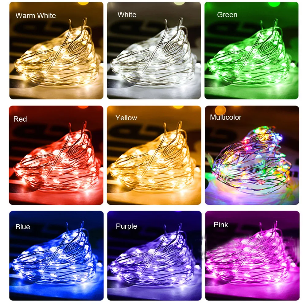 Светодиодная гирлянда из серебристой проволоки 2 м 3 4 5 10 праздничное освещение