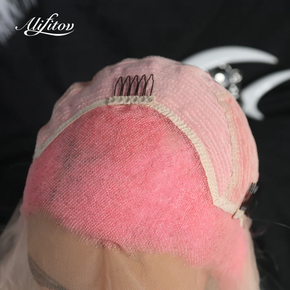 

ALIFITOV Ombre Pink 613 Blue Lace Front Wig Pre Plucked Silky Straight Wig Short Bob Remy Hair Human Hair Wigs For Women