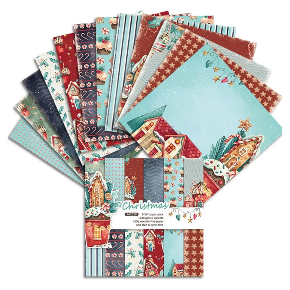 

Christmas Scrapbooking Paper Pads 6 6 Inches Pattern Paper Pack Decorative Single-sided Patterns Printing Scrapbook Paper DIY C