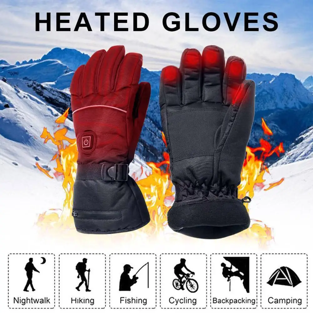 

1 Pair Heating Gloves Waterproof Heated Guantes Moto Motorbike Screen Racing Powered Riding Gloves Battery Winter X5N7