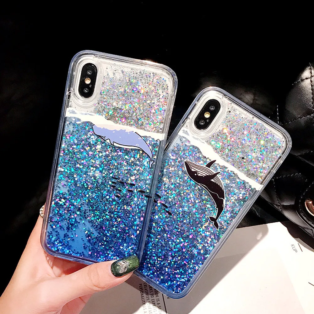 Мягкий чехол для телефона из ТПУ с рисунком акулы медведя динамического жидкого