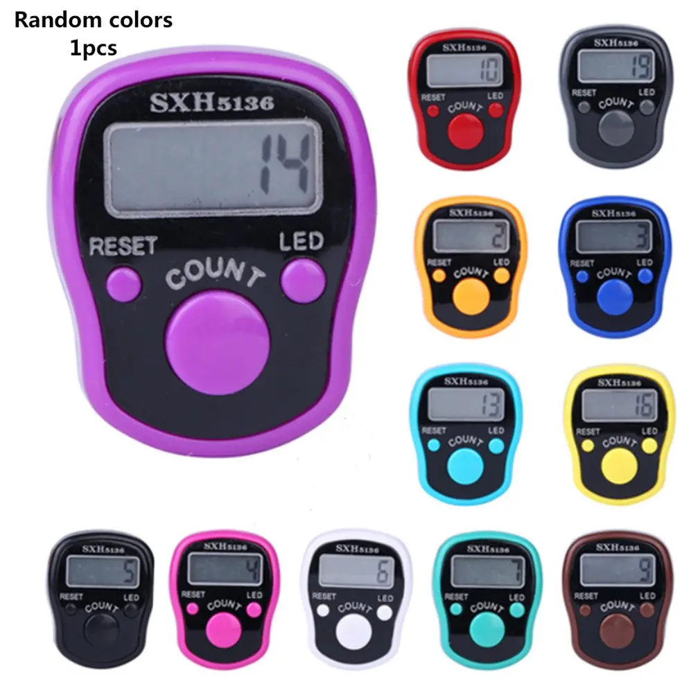 

LED Night Light Electronic Tally Counter Stitch Marker Finger Ring Plastic Electronic Counting Tools Knitting Weave Buddha Pray