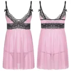 Ночная рубашка iEFiEL мужская с кружевной отделкой, пикантное нижнее белье с трусиками-стрингами, пижама, кружевное Прозрачное платье с оборками