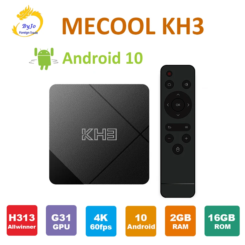 

Mecool KH3 Смарт ТВ Box Android 10, 2 Гб оперативной памяти, 16 Гб встроенной памяти, медиа-проигрыватель Allwinner H313 Quad-core ARM Cortex-A53 Wi-Fi BT 4,1 ТВ коробка