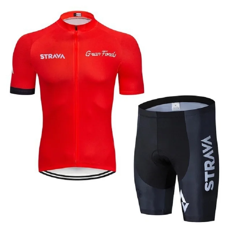 

2021 Красная Трикотажная велоодежда STRAVA, комплект с нагрудником 20D, форма для горного велосипеда, велосипедная одежда, быстросохнущая велосип...