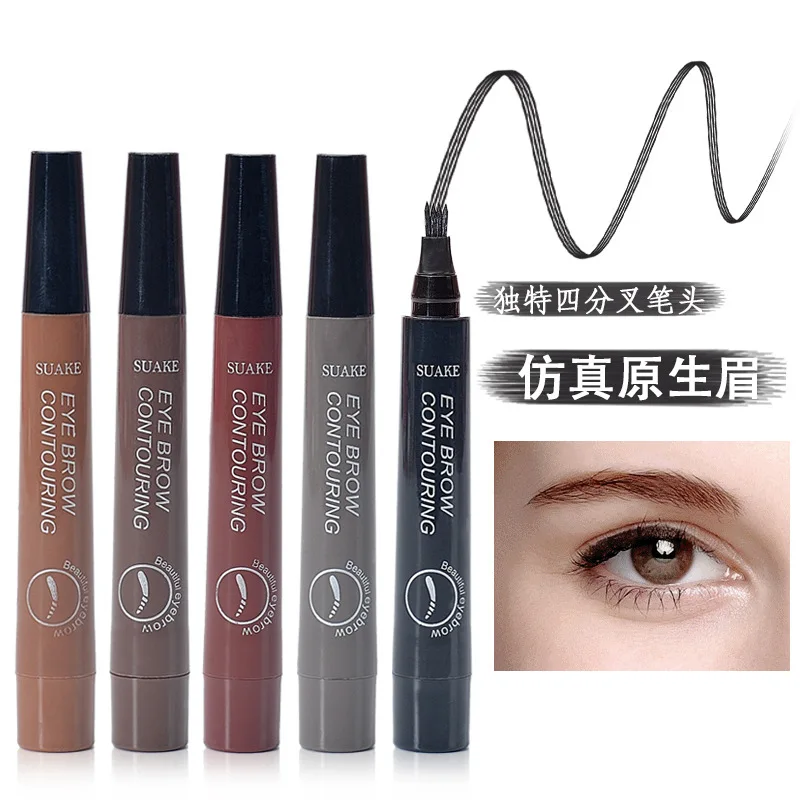 Женский модный жидкий карандаш для бровей с 4 вилками 5 цветов контурный макияж