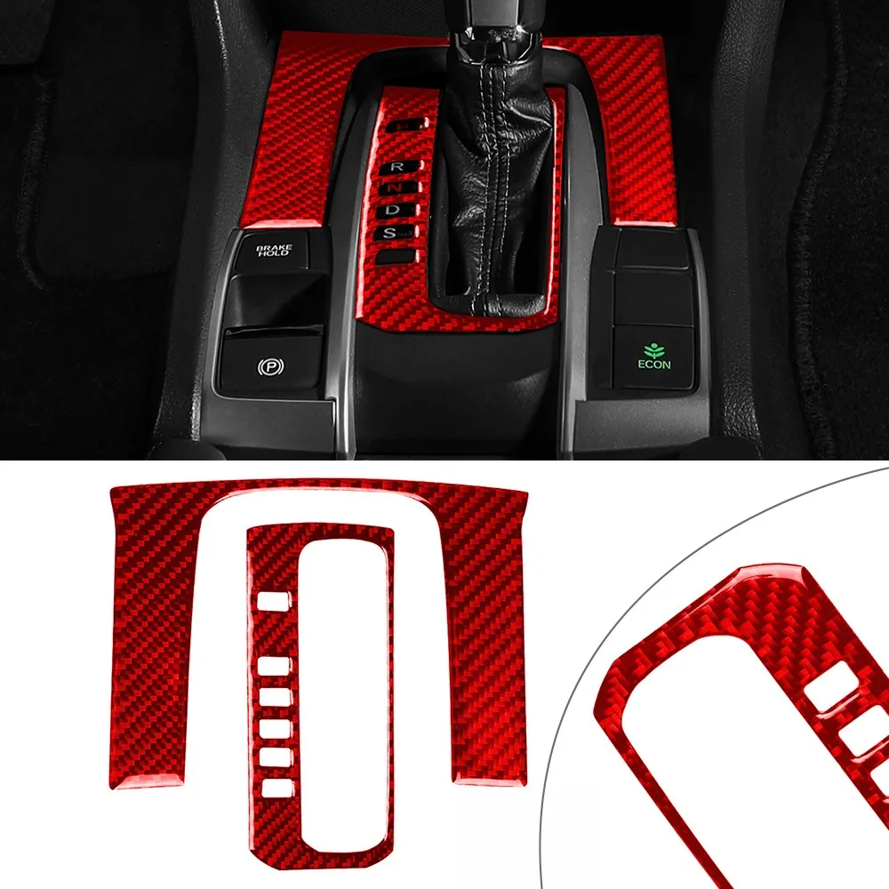 

Carbon Fiber Gear Shift Panel Decor Trim Cover Fit For Honda Civic 10th 2016-19 Gear Control Panel Wine Red Trim Strip