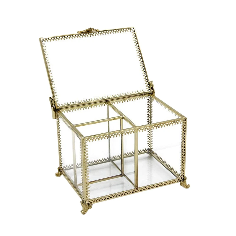 Органайзер для макияжа коробка латунная рамка косметические хлопковые