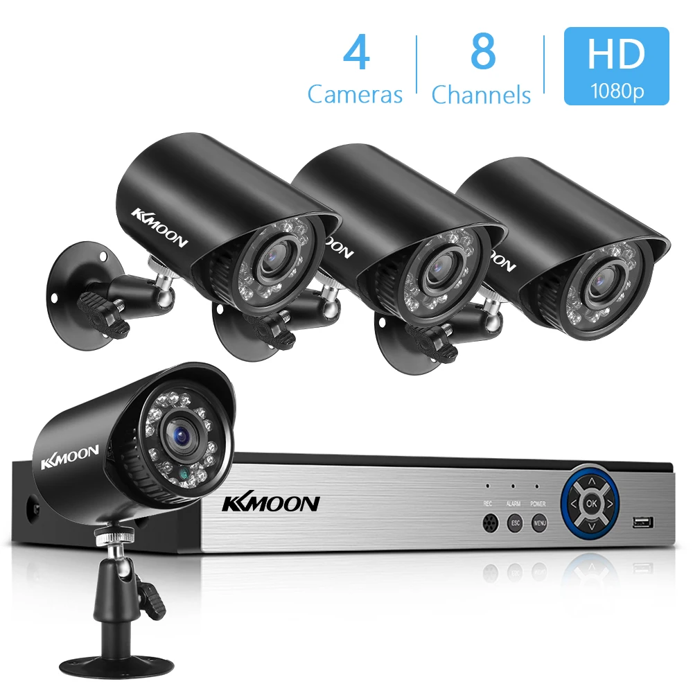 

Камера видеонаблюдения HD, система безопасности, 8 каналов, DVR, 4 шт., 2 МП, водонепроницаемая, с функцией ночного видения, 1080P