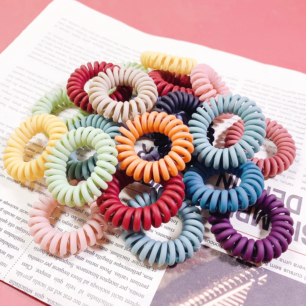 

6/9PCS Candy Colors Elastic Hair Bands For Women Telephone Wire Rubber Bands Spiral Coil Ropes Solid Hair Ties Hair Accessories