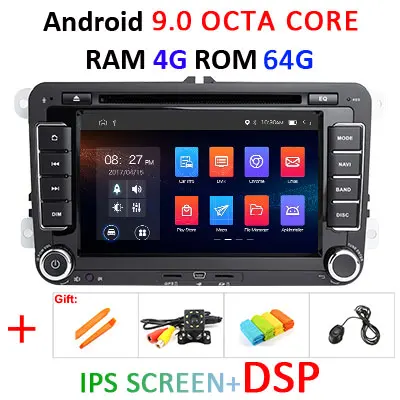 Android 9,0 DSP ips 64G 2 DIN DVD для VW PASSAT B6 CC B7 POLO GOLF 5 6 Tiguan Fabia быстрая для сиденья Altea Toledo Leon gps радио - Цвет: 9.0 4G 64G IPS DSP