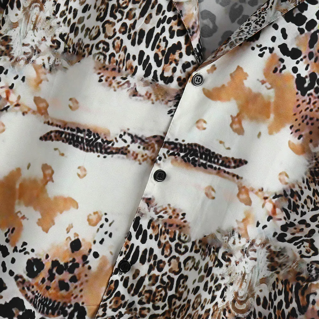 Сексуальная леопардовая рубашка Feitong мужские летние рубашки 2020 повседневные