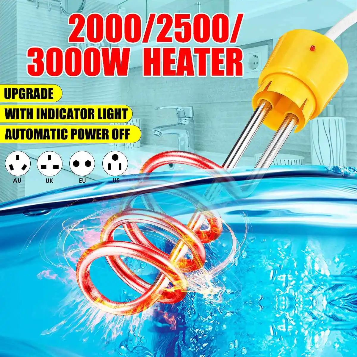 

Water Heater Immersion Electric Water Heated Boiler Kitchen Bathroom Swimming Pool Instantaneous Water Heater Major Appliances