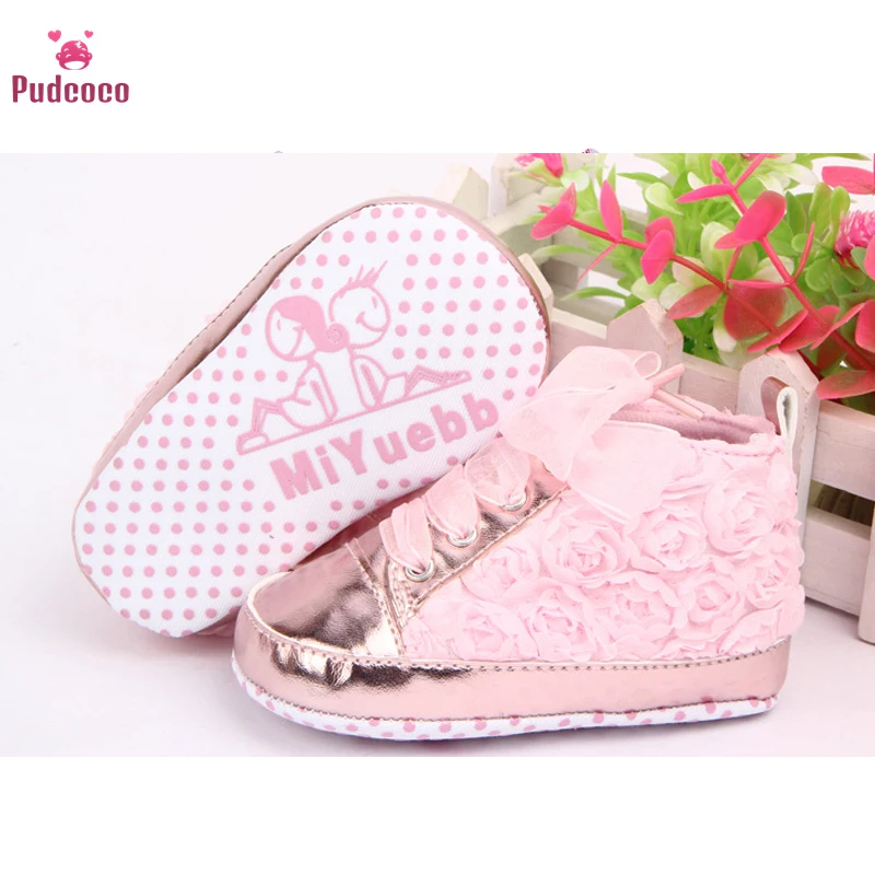 

Pudcoco Brand Newborn Baby Girls Shoes 1 Years PU Leather Non Slip Pink Lace Floral Shoes Prewalker Walking Kids Shoes 3 Colors