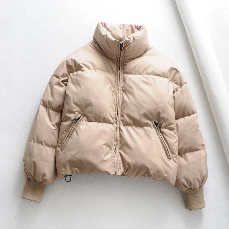 

2020 Women's new clothing autumn winter short stand collar zipper pocket cotton jacket