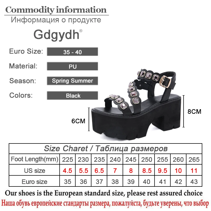 

Gdgydh Sexy Crystal Black Sandals Rhinestones Shoes For Women Platform Heels 2021 Summer Comfortable Ankle Buckle Drop Shipping