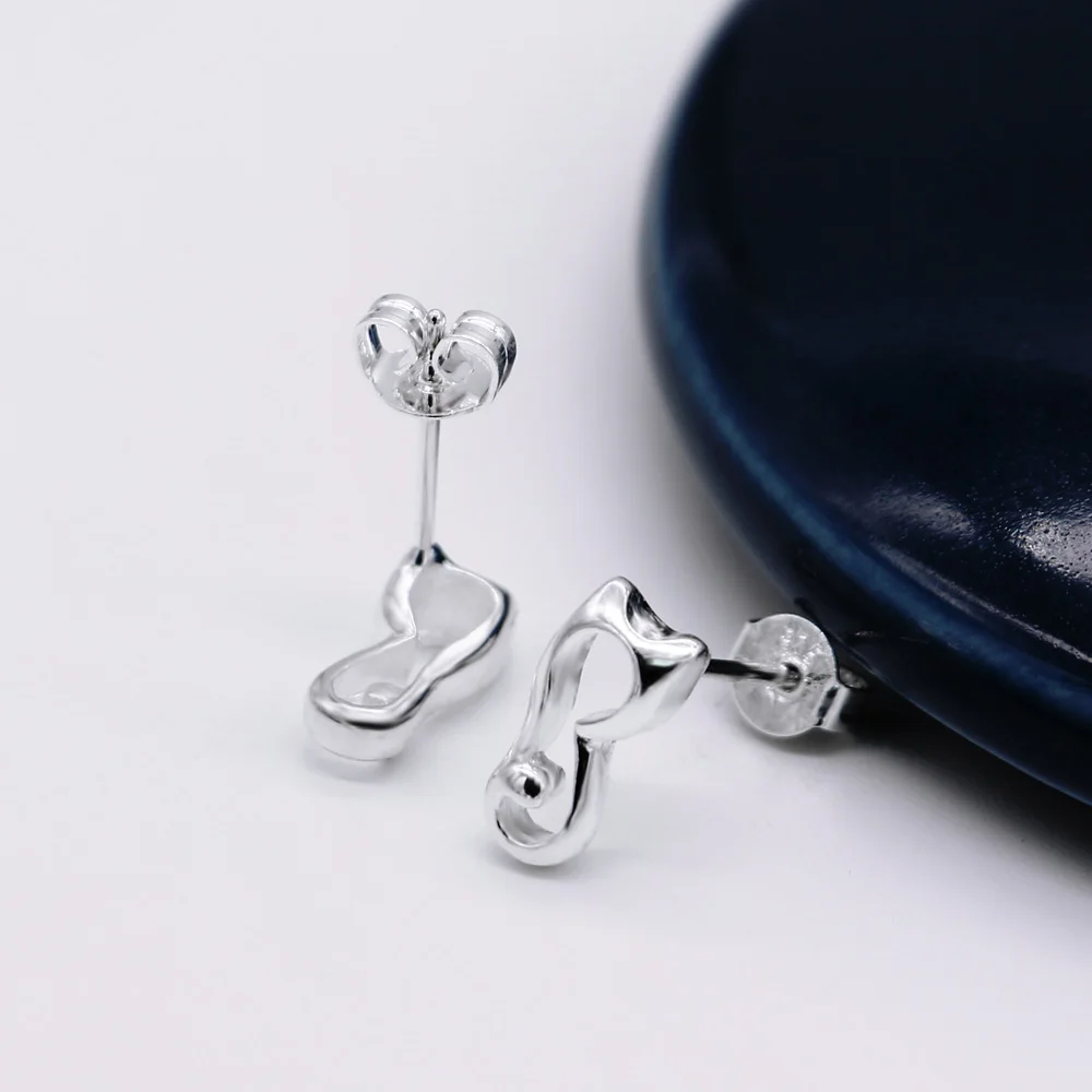 Милые 925 пробы серебра с мультяшным котом серьги гвоздики ослепительный CoCo