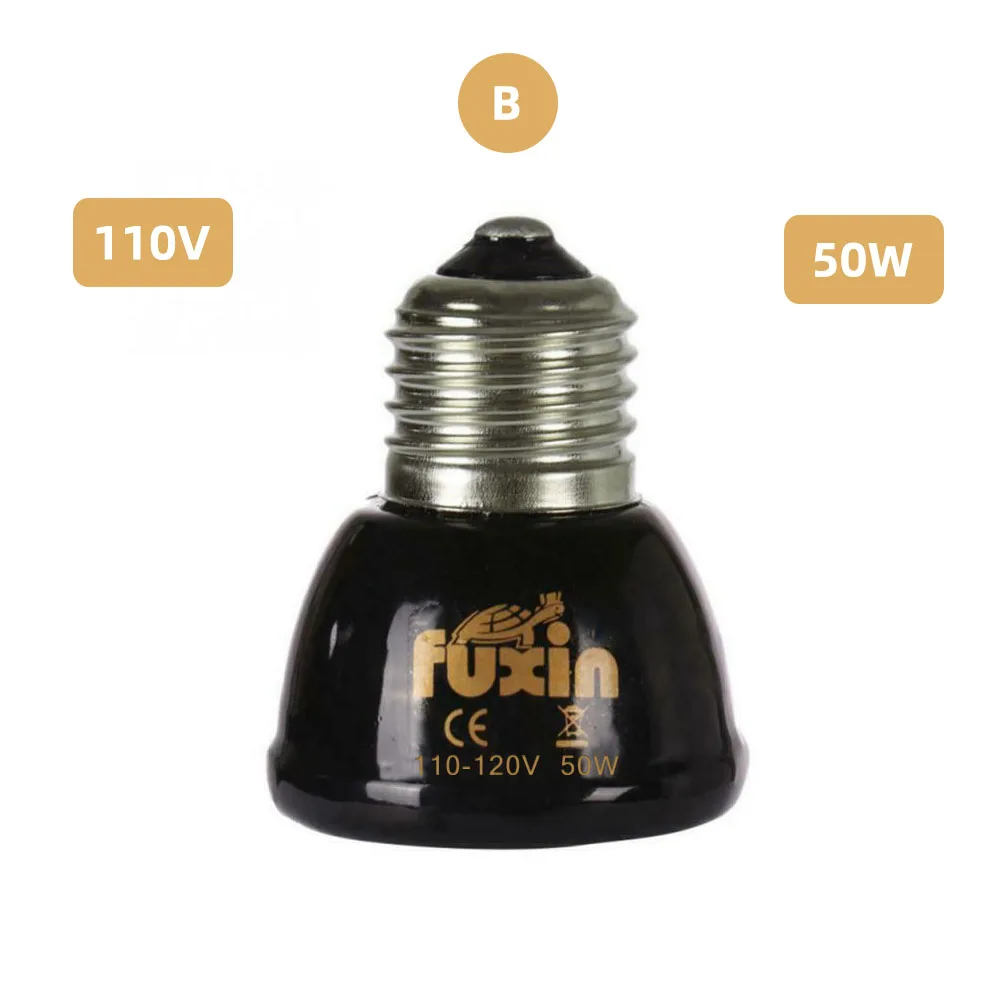 B 110V 50W E27 Pet Heating lamp Mini Infrared Ceramic Emitter Heat Bulb Pets Turtle Heating Light Box Warmer Light Bulbs 25/50/75/100W - Цвет: B 110V 50W