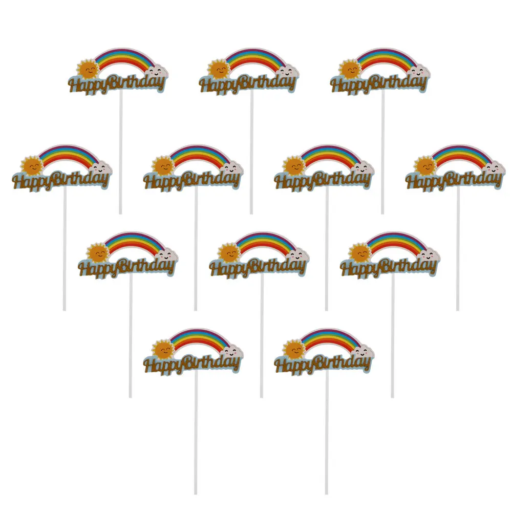 

12 Pcs Birthday Cake Picks Dessert Cake Toppers Birthday Party Supplies