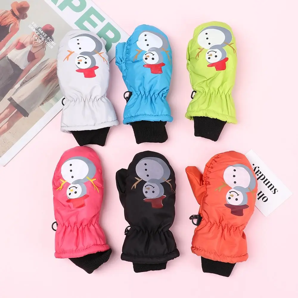 

Cartoon Children Ski Gloves Winter Thick Velvet Knitted Mittens Waterproof Windproof Non-slip Outdoor Sports Skiing Glove