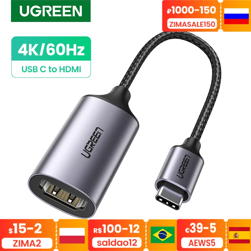 

UGREEN Type C to HDMI Cable 4K USB C HDMI Adapter Thunderbolt 3 Male to HDMI 2.0 Female Adapter For Samsung MacBook PC Computer