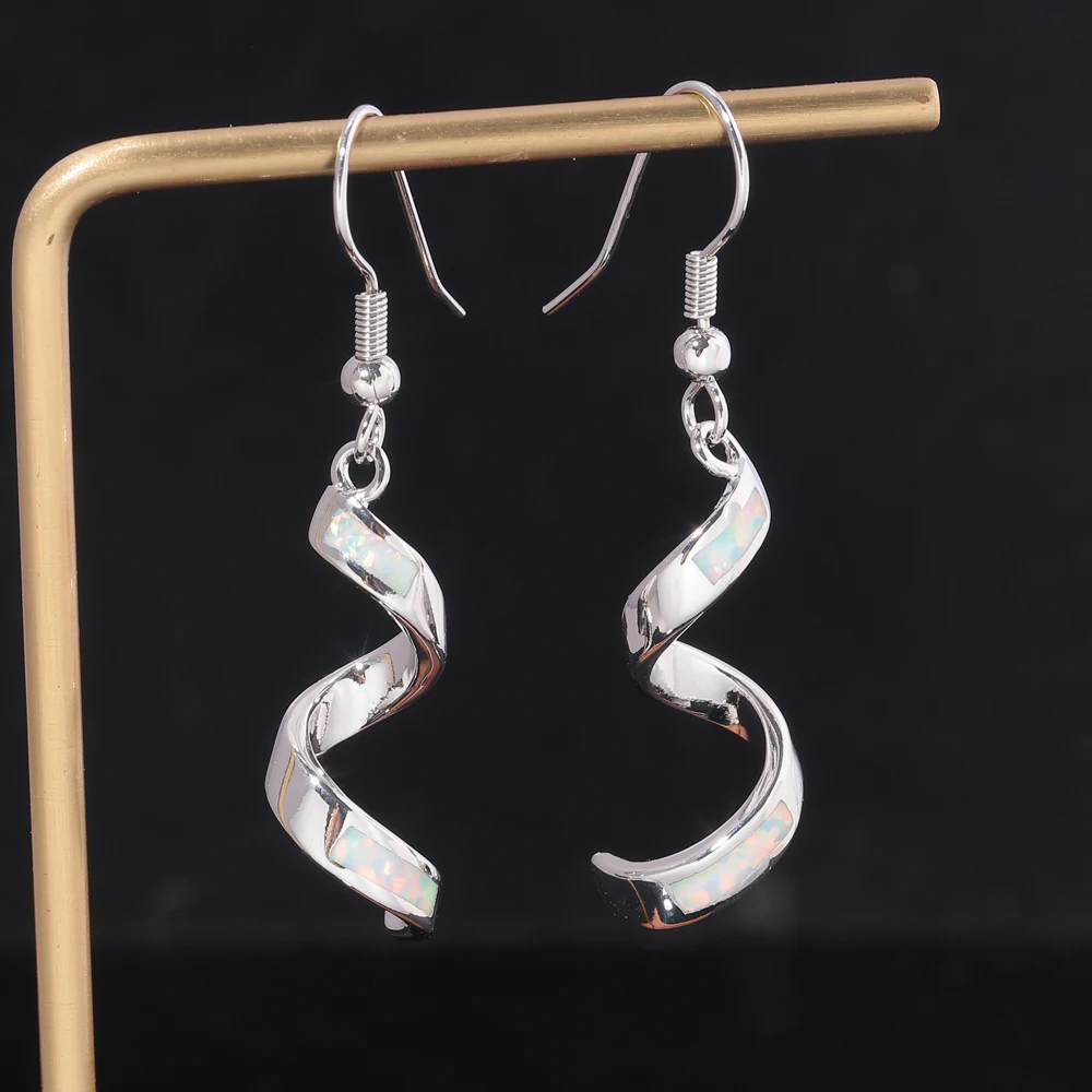 Женские серьги подвески CiNily розовые оранжевые белые синие огненный опал