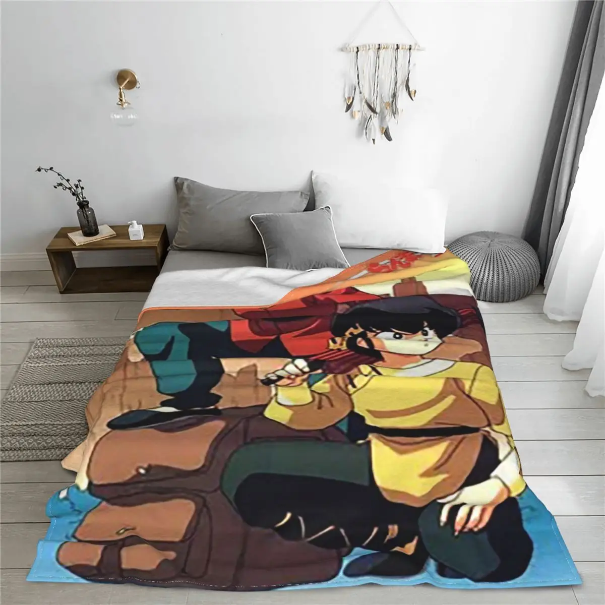Ranma 1/2 Japan Anime Blanket Fleece Summer Chinese Kongfu Multifunction Warm Throw for Bed Travel Quilt |