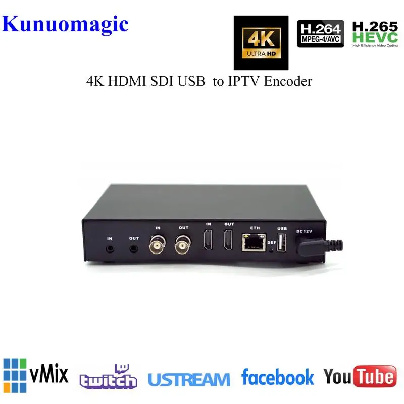 4K @ 30FPS SDI IPTV H.265 Hevc 3G-SDI видео трансляции сто RTMP кодер-декодер OBS Wowza Facebook Youtube Vmix |