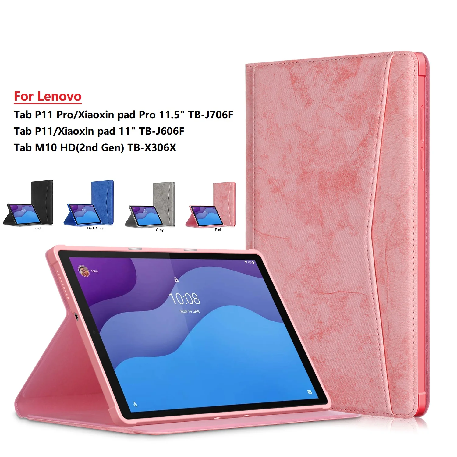 

Tablet Case for Lenovo Tab M10 HD TB-X306 10.1'' Smart Cover Leather Folio for Lenovo Tab P11 Pro TB-J706F / Tab P11 TB-J606F