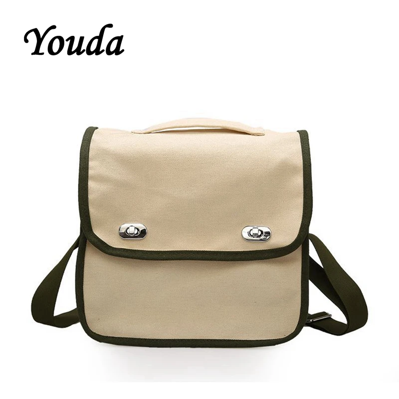 Youda Женская мода Стиль Одноцветный холщовый сумки через плечо большой емкости