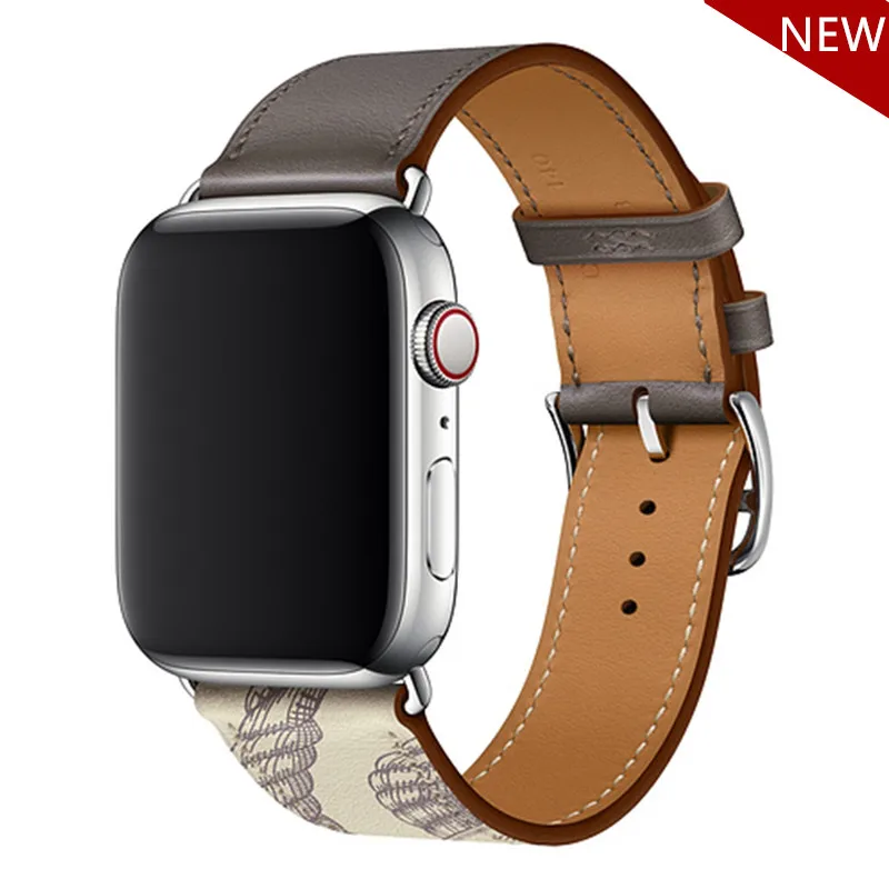 single gray white Кожаный ремешок для apple watch band iwatch band Pulseira apple watch 5 4 3 2 ремешок 44 мм 40 мм 42 мм 38 мм браслет correa - Цвет ремешка: single gray white