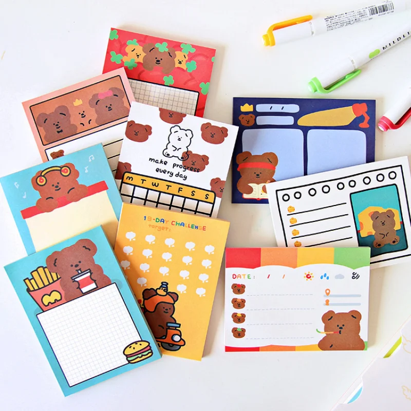 

Mohamm 1Pc Cute Bear Memo Pad Student Handbook Student Supplies