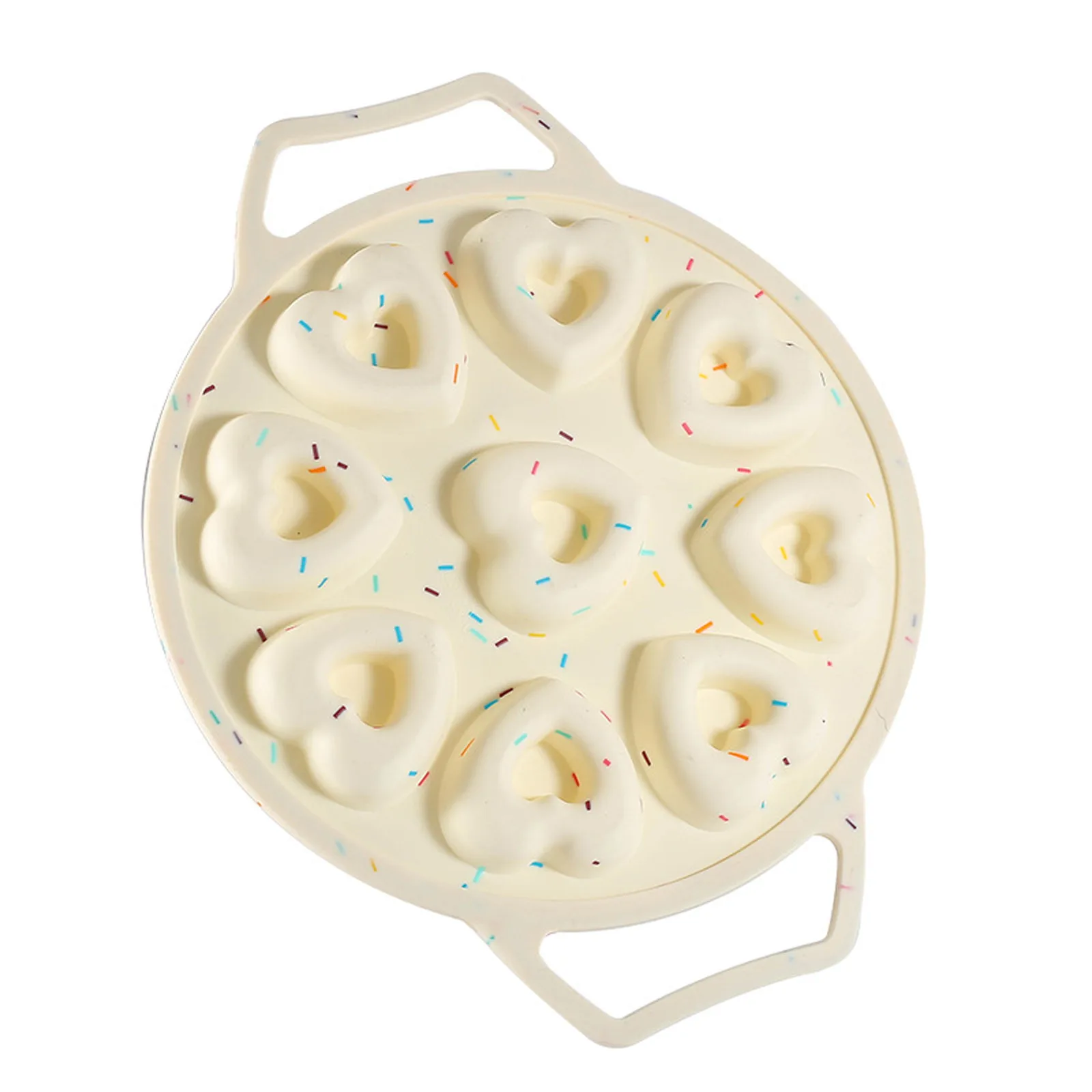 

9 Hole Heart Shaped Donut Baking Tool Silicone Cake Mold Non-sticky