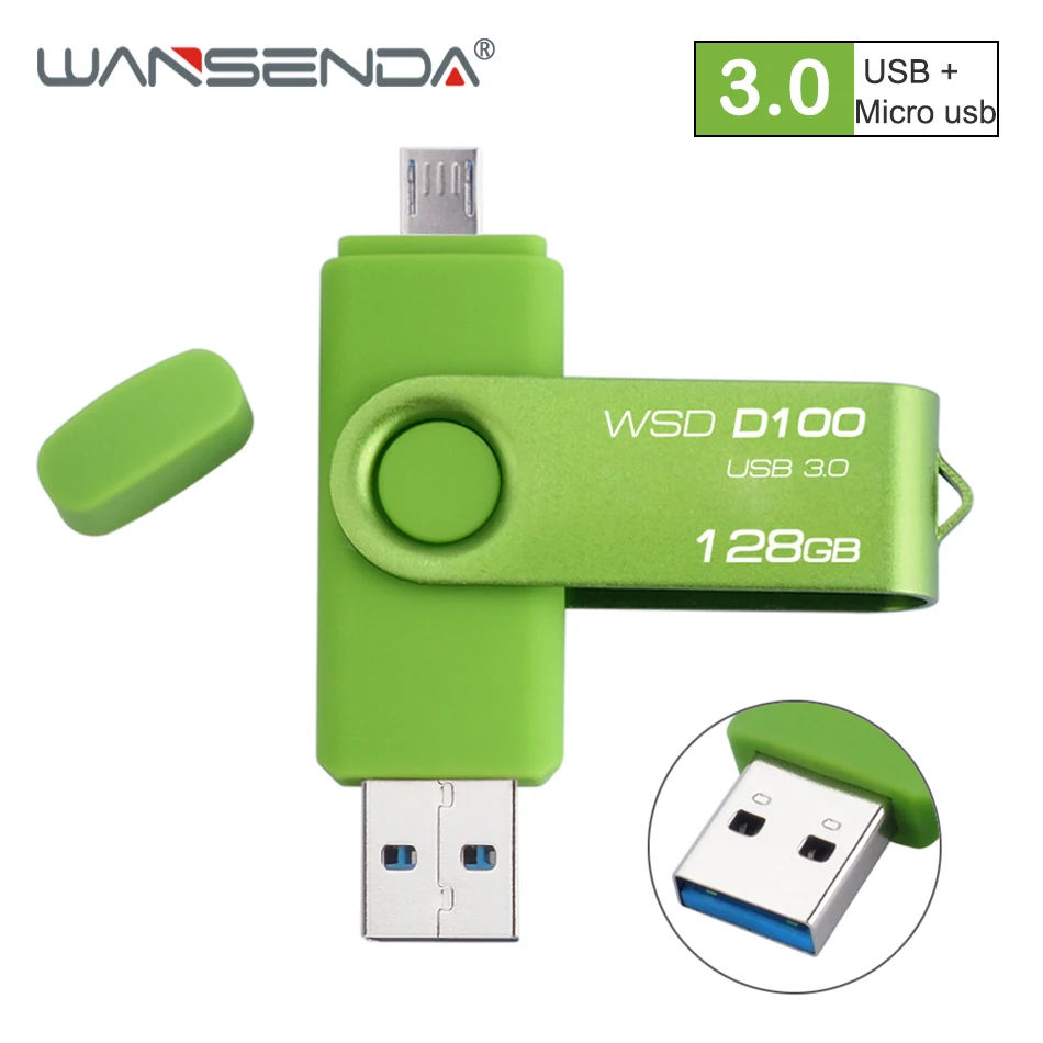 Новинка WANSENDA usb 3 0 USB флеш накопитель двойной OTG 16 ГБ 32 64 Гб 128 256 Флешка для