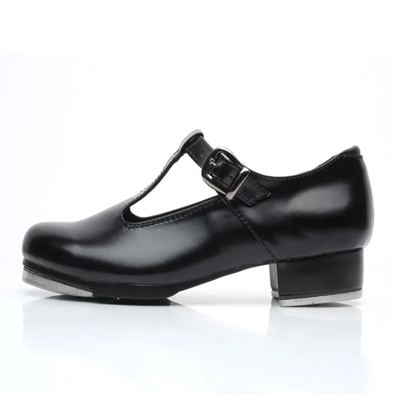T Shaped Patent Leather Tap Dance Shoes For Girls Women Low Heel Black Hip-hop Jazz Step Clogging Size 26-42 | Спорт и развлечения