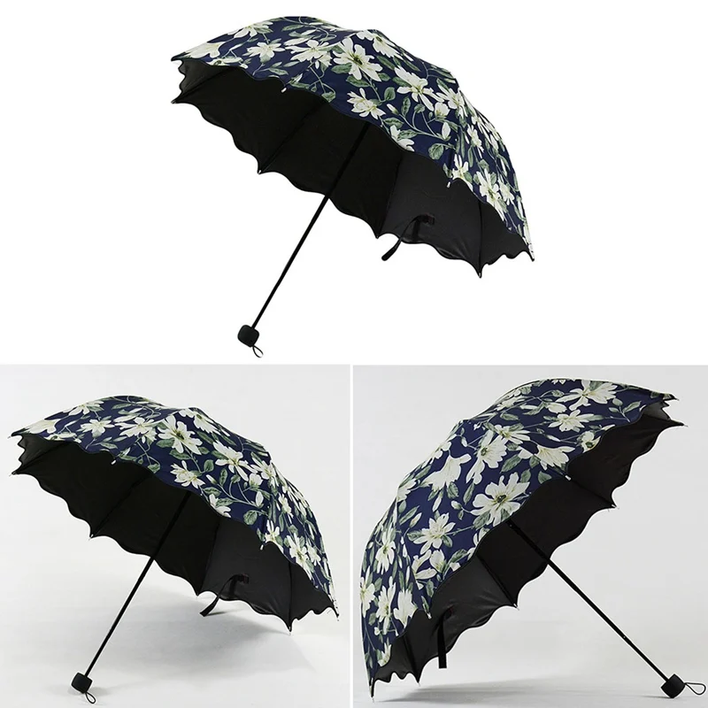 Женский зонт с рисунком УФ 2019 высококачественные гофрированные зонтики тремя