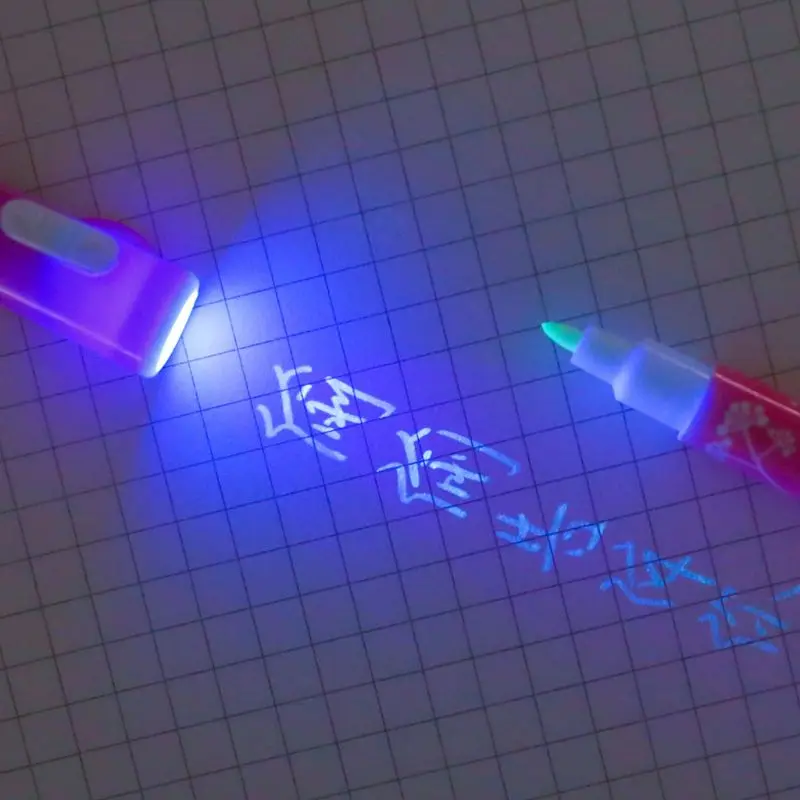 

H7JB 2 In 1 UV LED Light Ultra Violet Flashlight Marker Drawing Penlight Highlighter Invisible Ink Pen School Office