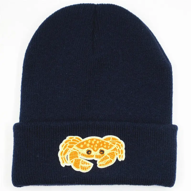 

crab embroidery Thicken knitted hat winter warm hat Skullies cap beanie hat for men and women 100