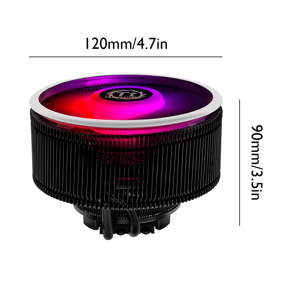

CPU Cooler Cooling Fan Silent RGB Lighting Tt Thermaltake PC Computer 4 Pin 4 Heatpipes Radiator Smart Temperature Control