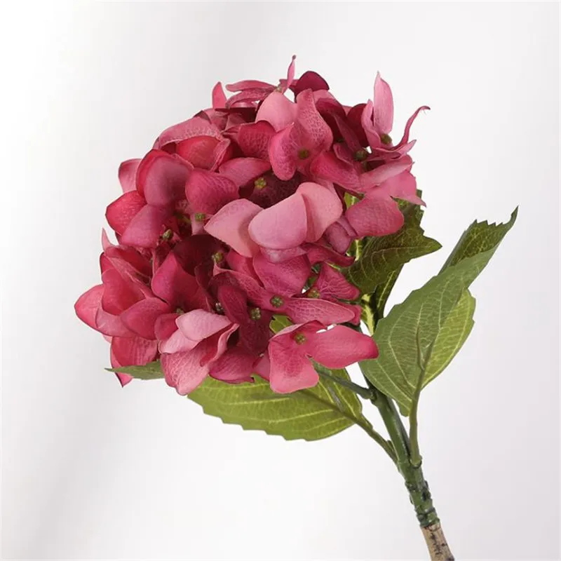 

7Pcs Fake Short Stem Hydrangea 16.54" Length Simulation Autumn Hydrangeas Green Leaf for Wedding Home Artificial Flowers