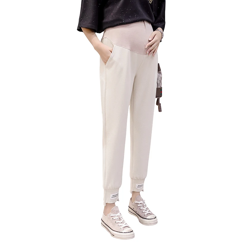 8235# Autumn Thin Maternity Pants High Waist Adjustable Belly Clothes for Pregnant Women Fall Spring Pregnancy Trousers | Мать и ребенок