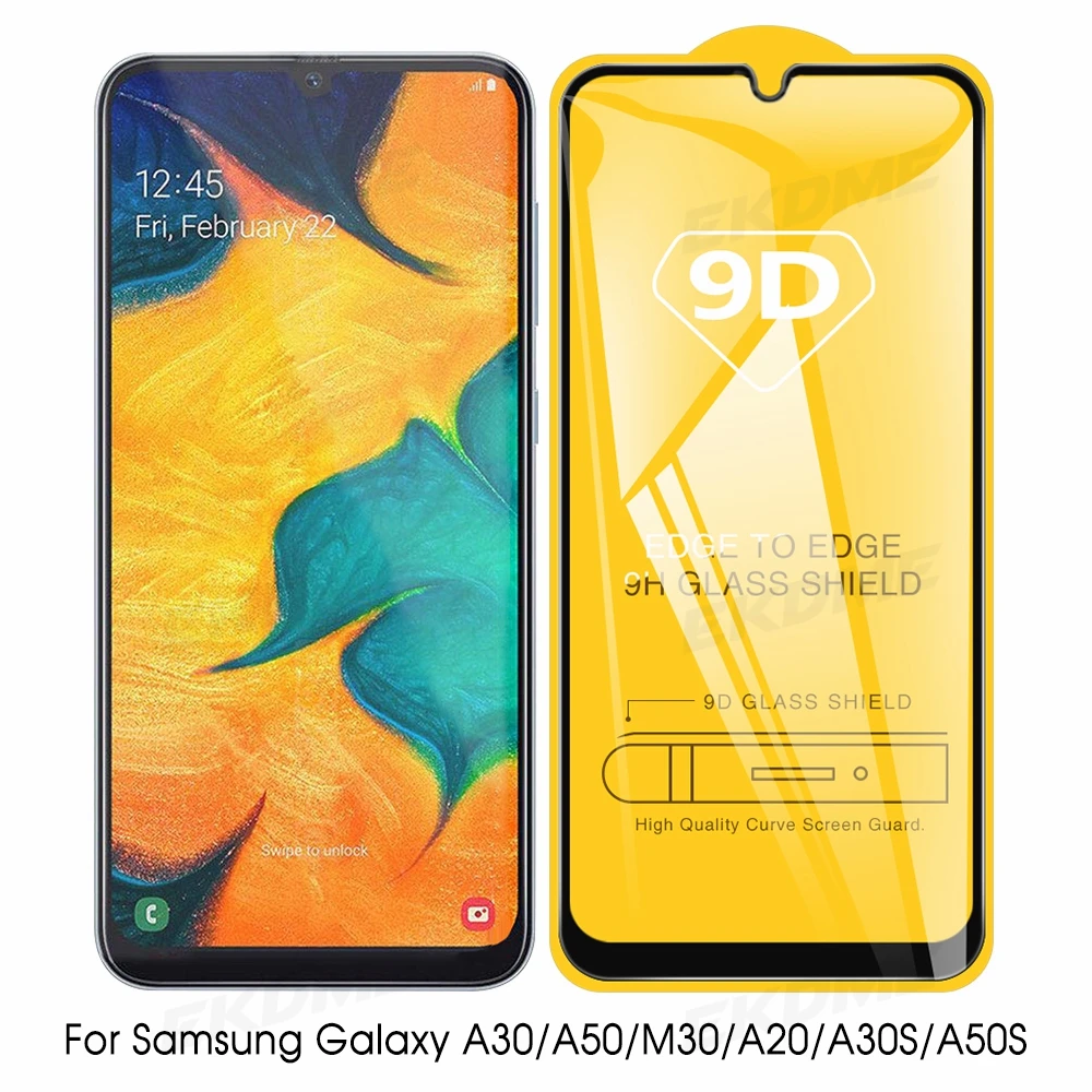 9D полноэкранное Защитное стекло для Samsung Galaxy A20 A30 A50 M30 A30S A50S противоударное