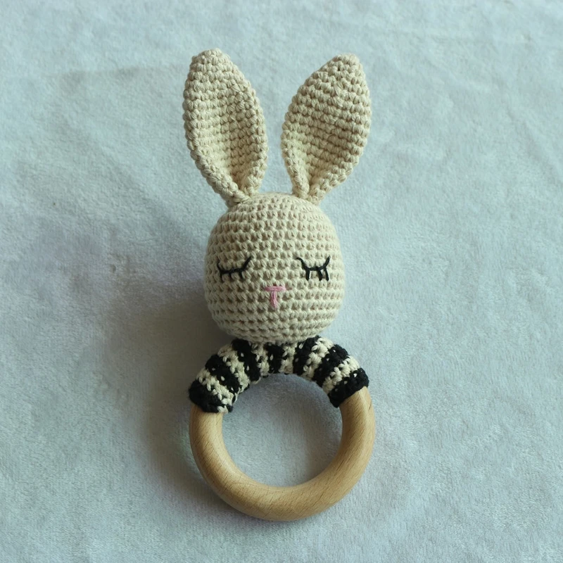

Baby Pacifier Clip Teething Bracelet Crochet Rabbit Soother Infants Rattle Toy