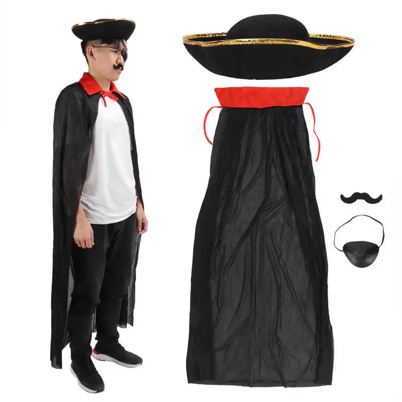 

Hair Trimmer Tondeuse Cheveux Professionnelle Black Pirate Costumes Cape Hat Eye Patch Beard Pirate Accessories for Halloween