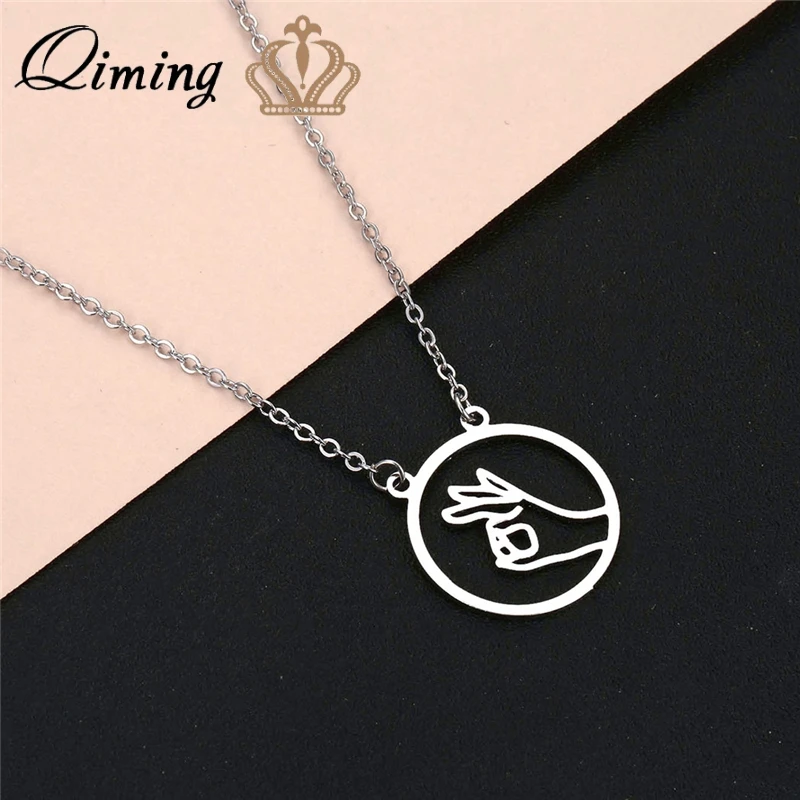 QIMING круглое простое жесткое ожерелье с надписью для женщин и мужчин женское Yes Ok